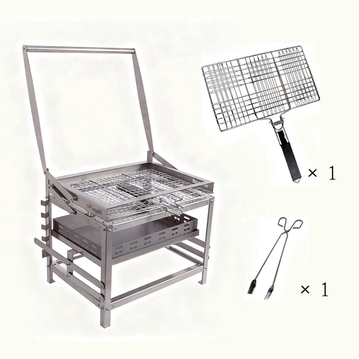 360° Rotating Adjustable Charcoal BBQ Grill, Portable Outdoor Camping Grill