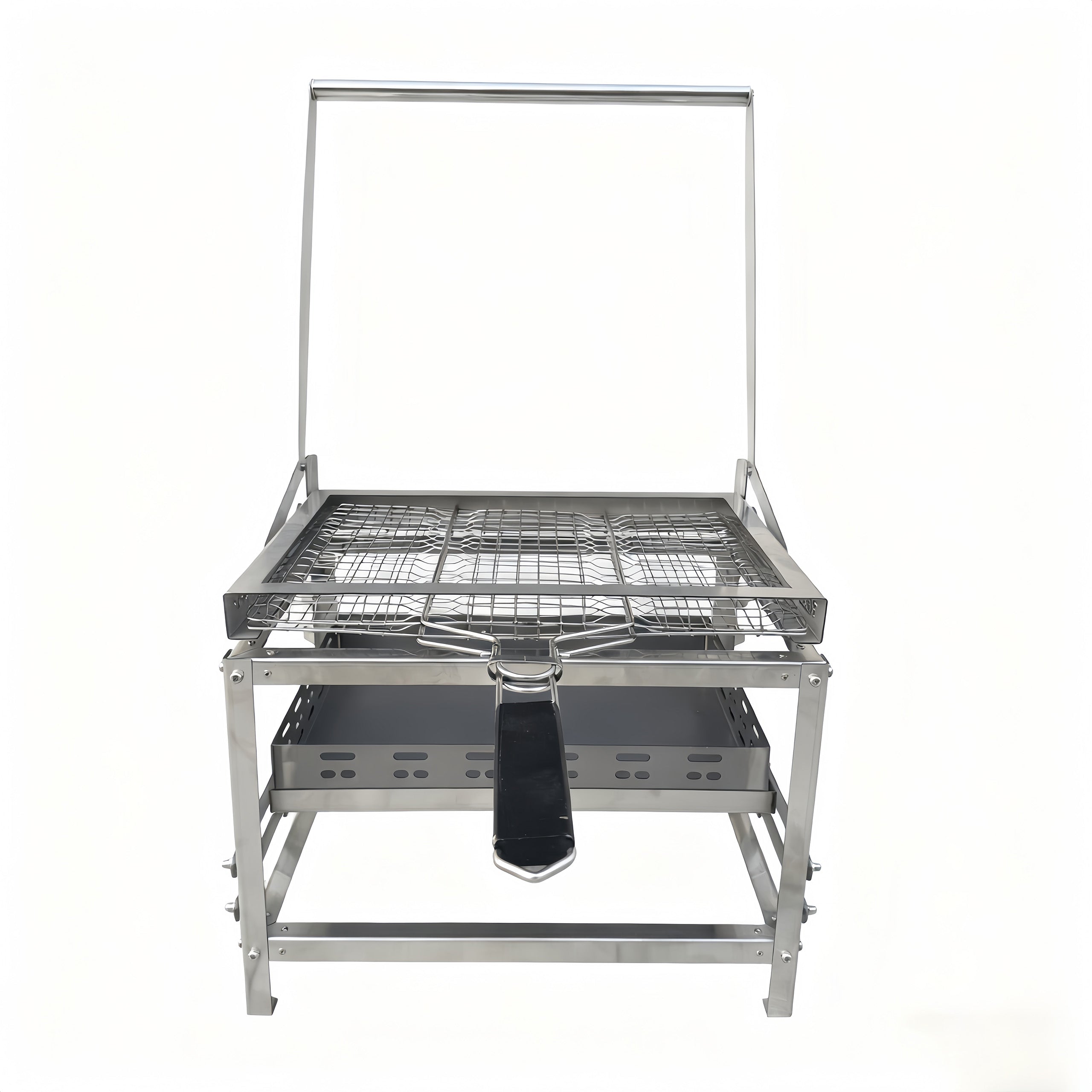 360° Rotating Adjustable Charcoal BBQ Grill, Portable Outdoor Camping Grill